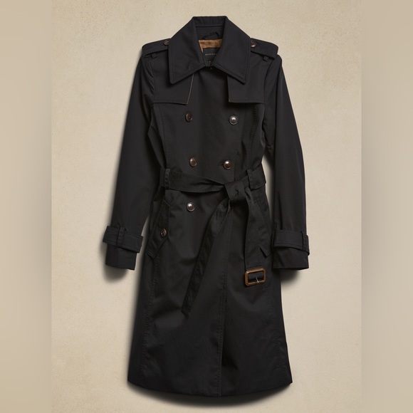 Banana Republic Essential Black Trench Coat XS - Picture 3 of 7